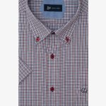 Κόκκινο Πουκάμισο κοντό μανίκι καρό κανονική γραμμή