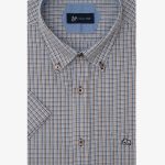 Καφέ Πουκάμισο κοντό μανίκι καρό κανονική γραμμή