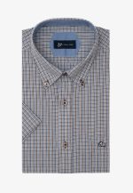 Brown Short sleeve regular fit check shirt