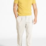 Όχρα Slub jersey T-shirt με κουμπιά