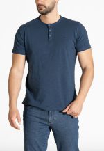 Blue Buttoned slub jersey T-shirt - Image 3