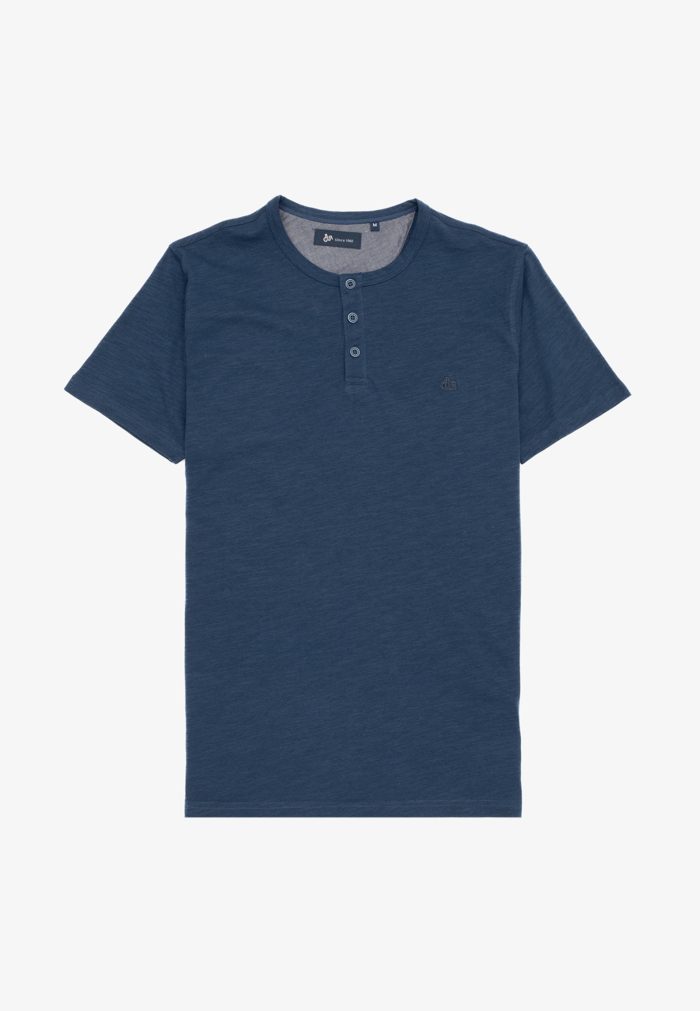 Blue Buttoned slub jersey T-shirt - Image 2