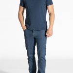 Μπλε Slub jersey T-shirt με κουμπιά