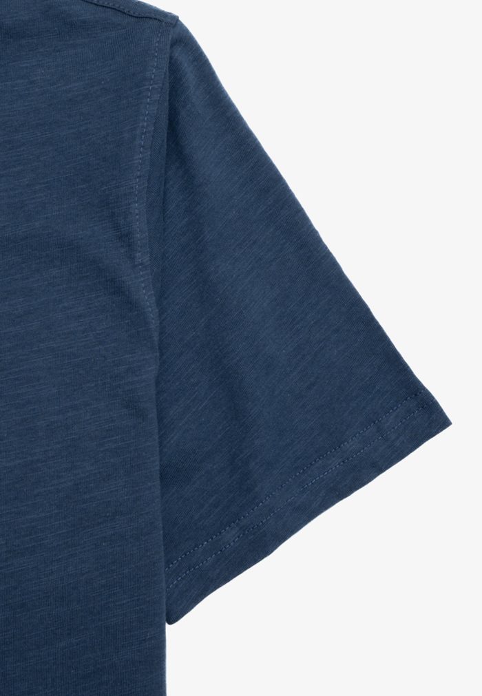 Blue Buttoned slub jersey T-shirt - Image 4