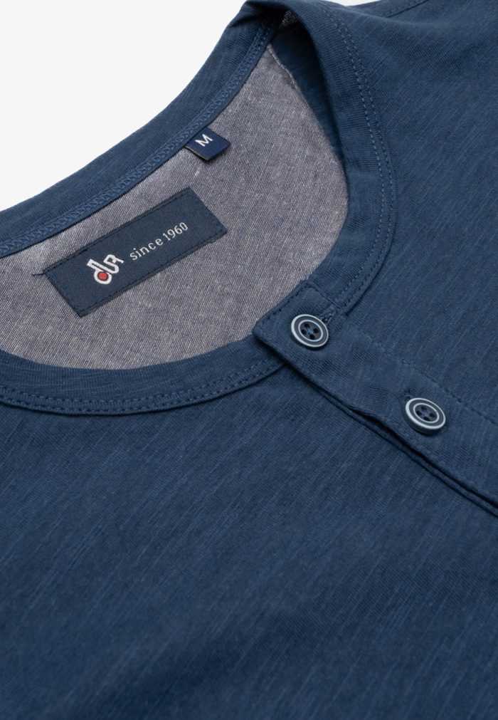 Blue Buttoned slub jersey T-shirt - Image 5