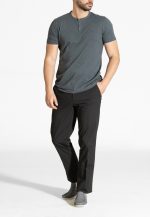 Petrol Buttoned slub jersey T-shirt