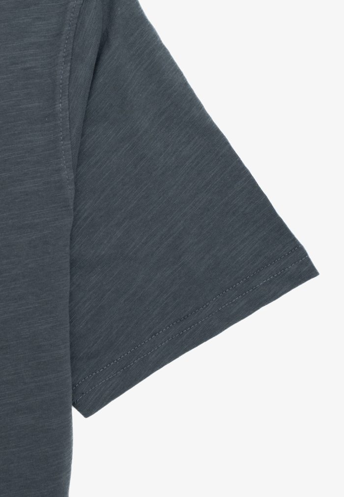 Πετρόλ Slub jersey T-shirt με κουμπιά - Image 4