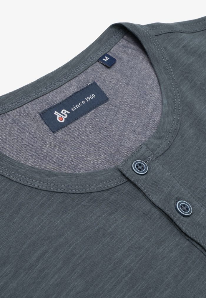 Πετρόλ Slub jersey T-shirt με κουμπιά - Image 5