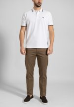 White polo piquet with stripe