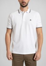 White polo piquet with stripe - Image 2