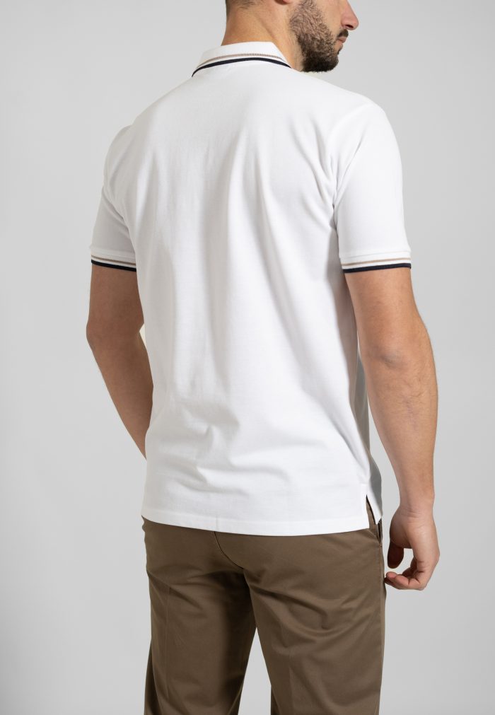 White polo piquet with stripe - Image 4