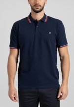 Marine Blue polo piquet with stripe - Image 2