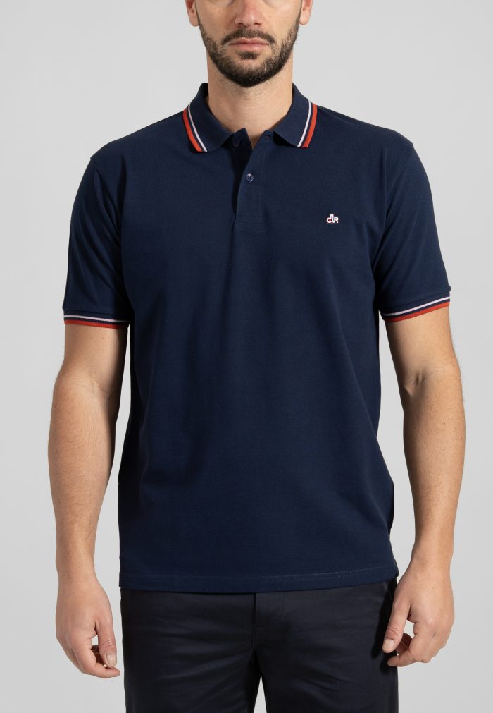 Marine Blue polo piquet with stripe - Image 2