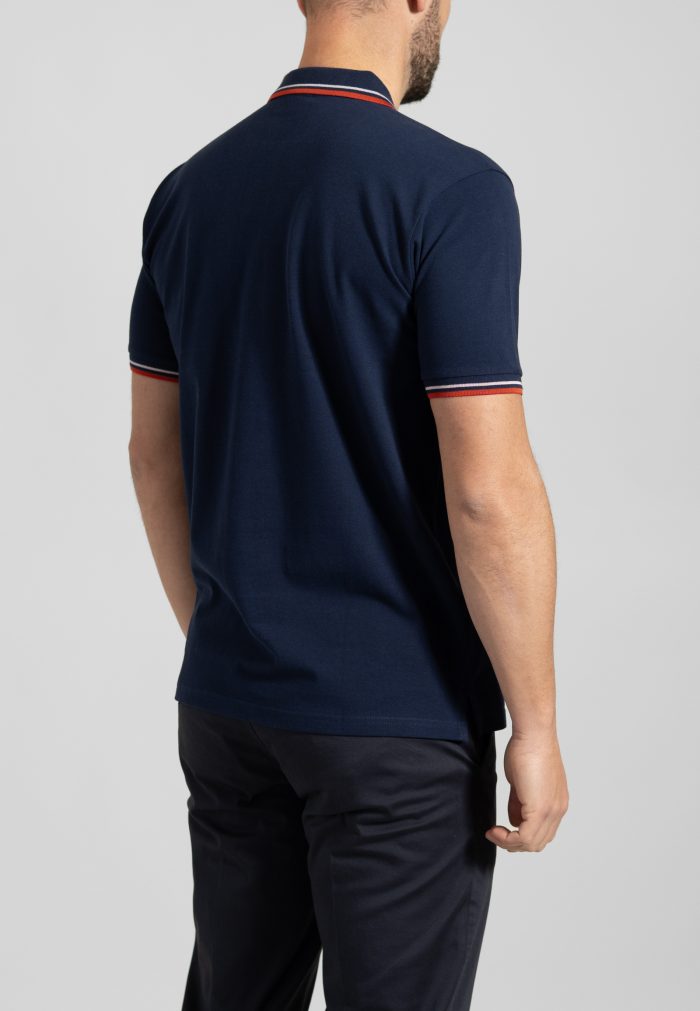 Marine Blue polo piquet with stripe - Image 4