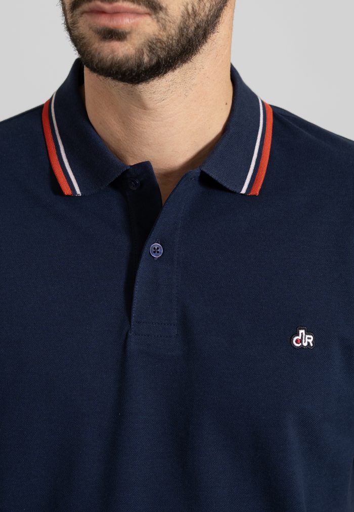Marine Blue polo piquet with stripe - Image 3