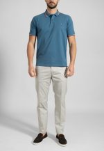 Pilot Blue polo piquet with stripe