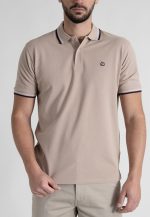 Sand polo piquet with stripe - Image 2