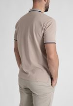 Sand polo piquet with stripe - Image 4