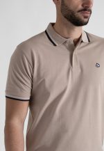 Sand polo piquet with stripe - Image 3