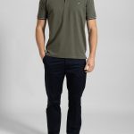 Χακί πικέ πόλο με ρίγα