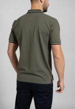 Army Green polo piquet with stripe - Image 4