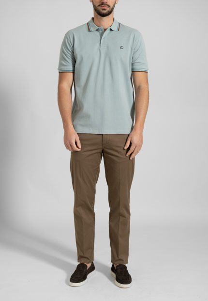 Πράσινο μέντας πικέ πόλο με ρίγα