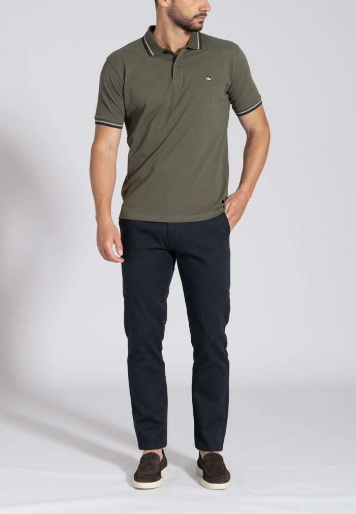 Blue Dobby satin stretch chinos slim fit - Image 4