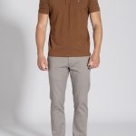 Grey Dobby satin stretch chinos slim fit