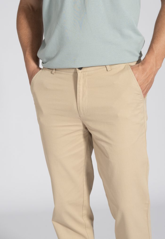 Beige Peach touch cotton chinos trousers regular line - Image 4