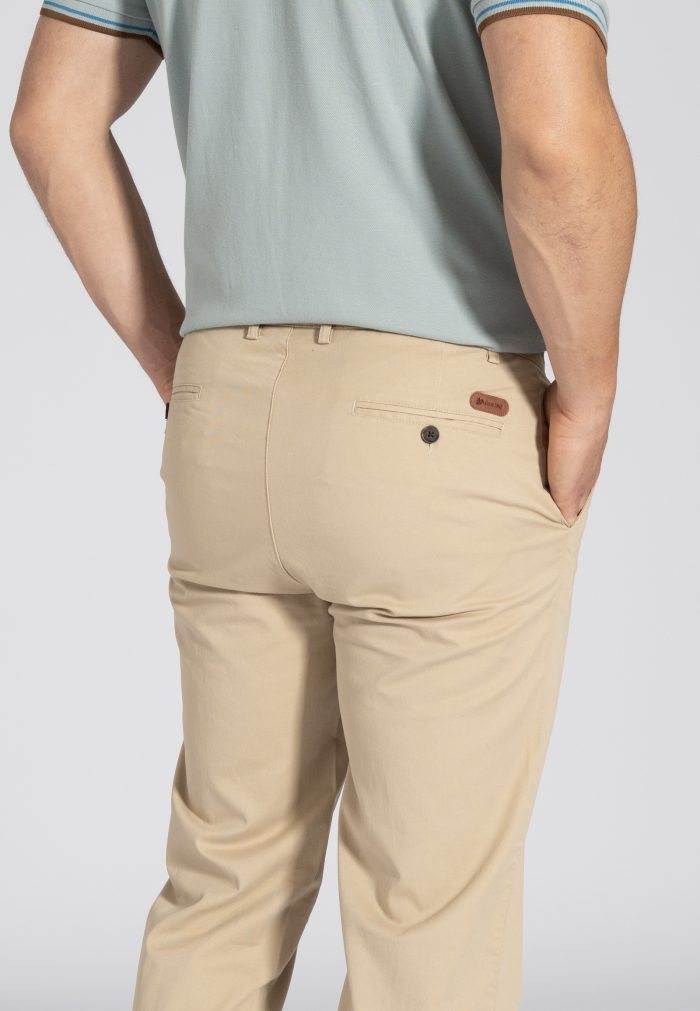 Beige Peach touch cotton chinos trousers regular line - Image 3