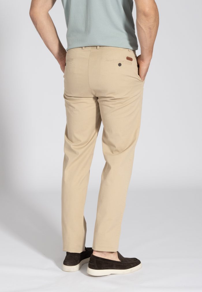 Beige Peach touch cotton chinos trousers regular line - Image 2