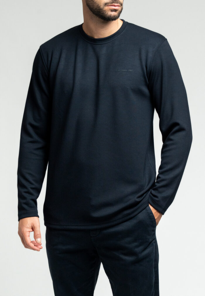Dark blue μπλούζα λαιμόκοψη Jersey απαλή υφή - Image 2