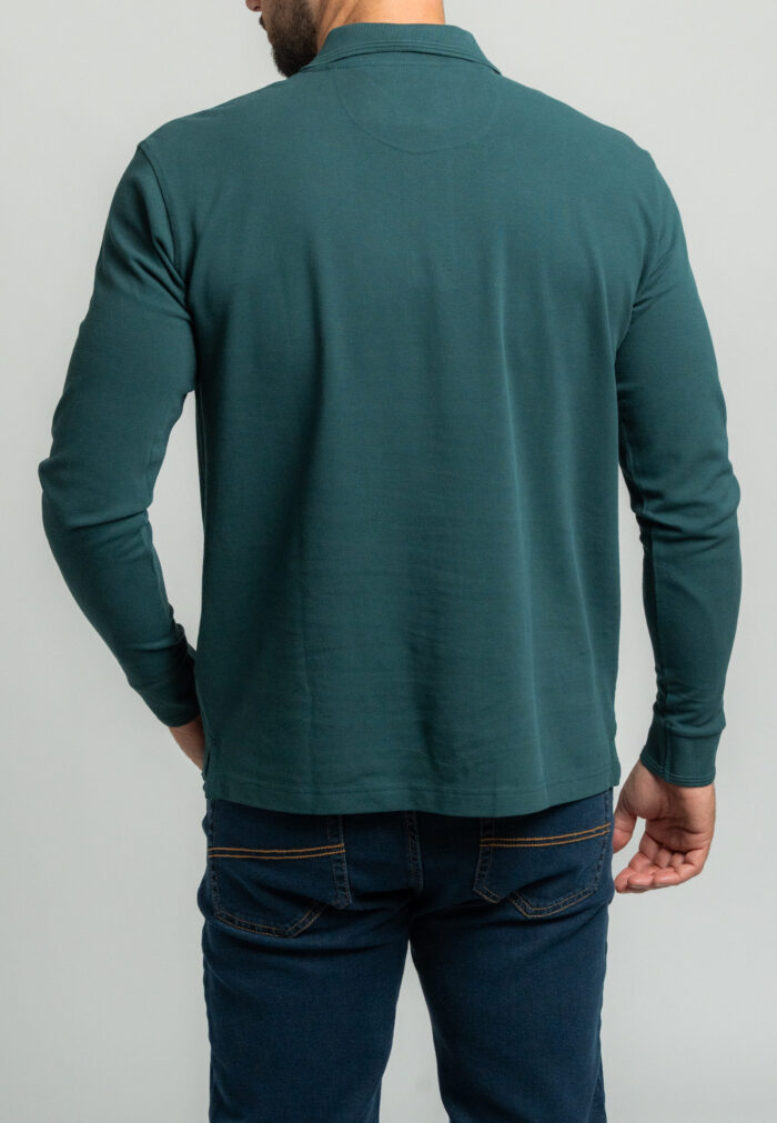 Pine green πικέ πόλο μακρύ μανίκι - Image 3