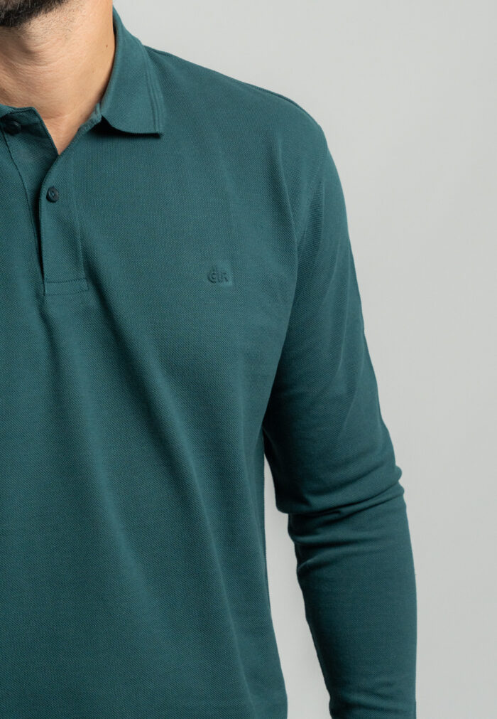 Pine green πικέ πόλο μακρύ μανίκι - Image 4