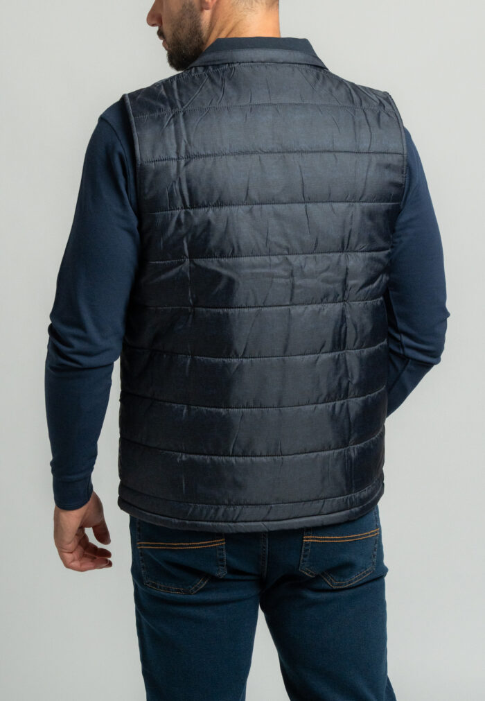 Dark blue αμάνικο καπιτονέ μελανζέ μπουφάν κανονική γραμμή - Image 3