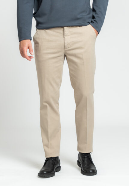 Beige παντελόνι chino πλυμένο Twill κανονική γραμμή