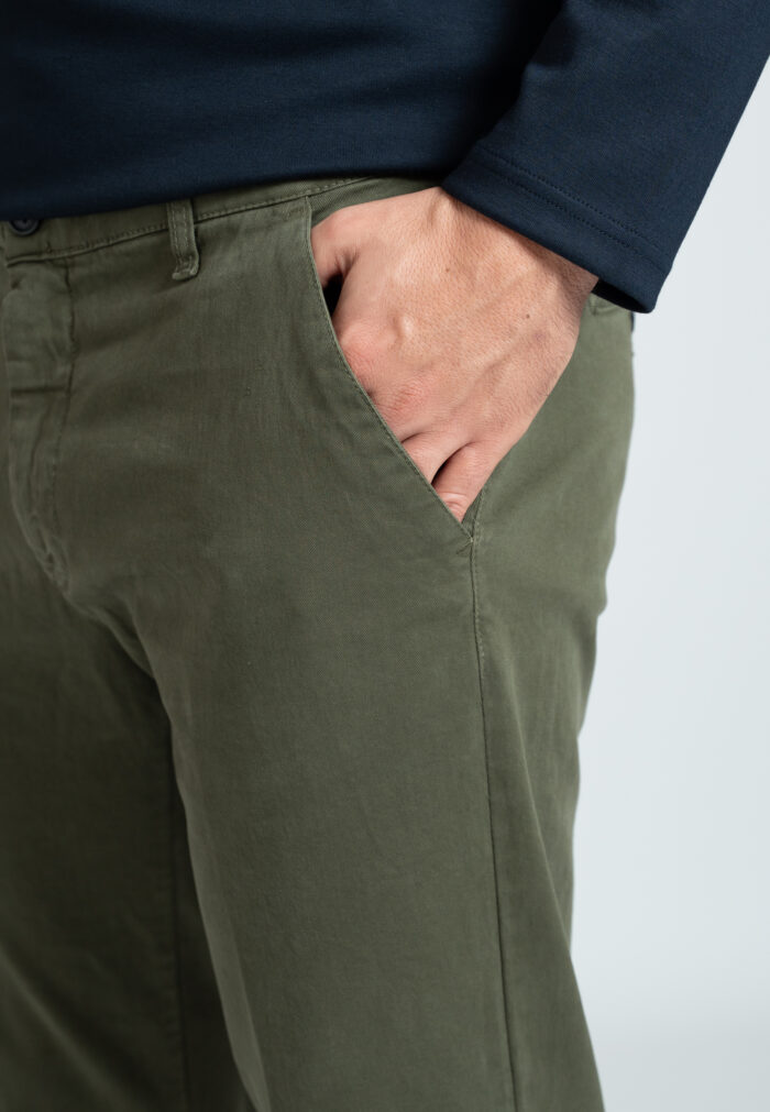 Army green παντελόνι chino πλυμένο Twill κανονική γραμμή - Image 4