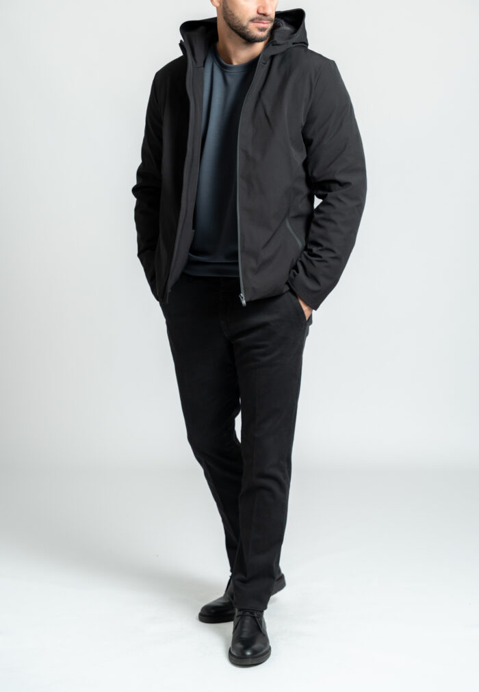 Black jacket with hood quilted lining - Image 2