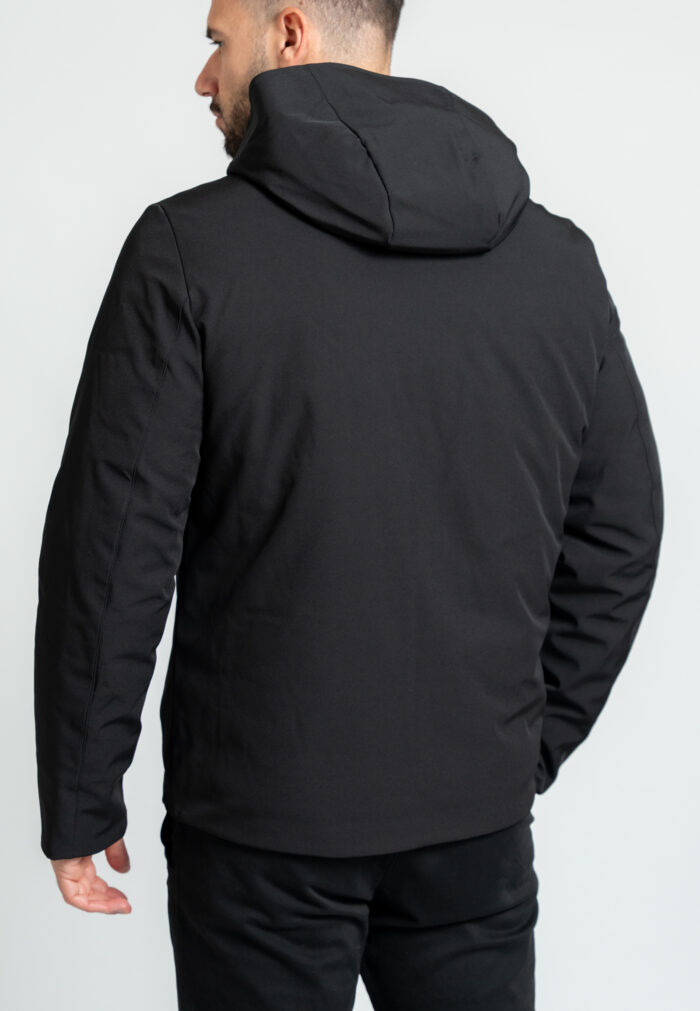 Black jacket with hood quilted lining - Image 3