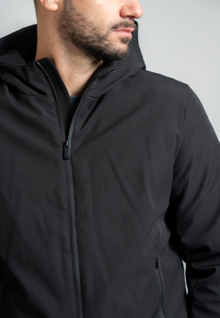 Black jacket with hood quilted lining - Image 4
