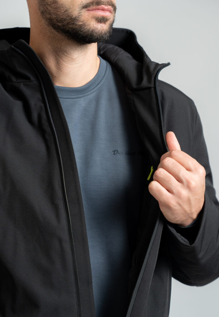 Black jacket with hood quilted lining - Image 5